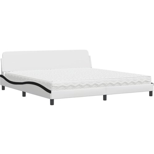 vidaXL Postelja z vzmetnico bela in črna 200x200 cm umetno usnje, (21216231) Cene