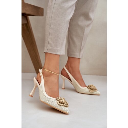 PS1 Woven Heels With Open Back Beige Lanithra Cene