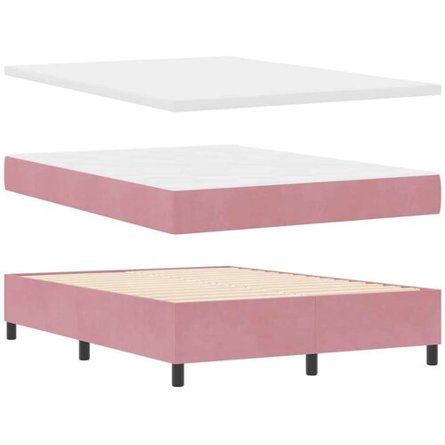 VidaXL Box spring krevet s madracem Ružičasta 140 x 190 cm Bar&amp;scaron;un Slike