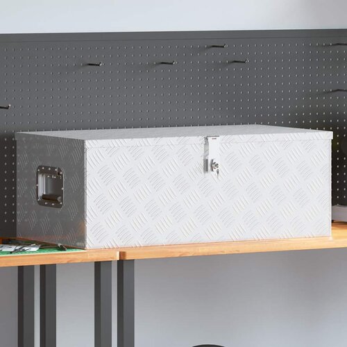  Kutija za pohranu srebrna 90 x 47 x 33,5 cm aluminijska Cijene