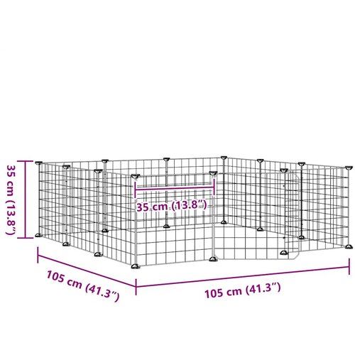  Kavez za kućne ljubimce s 12 panela i vratima crni 35x35 cm čelik Slike