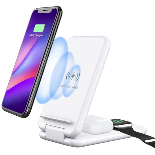  B-13 Bežični punjač 3u1 za iPhone/Airpads/Apple Watch, 15W, Beli Cene