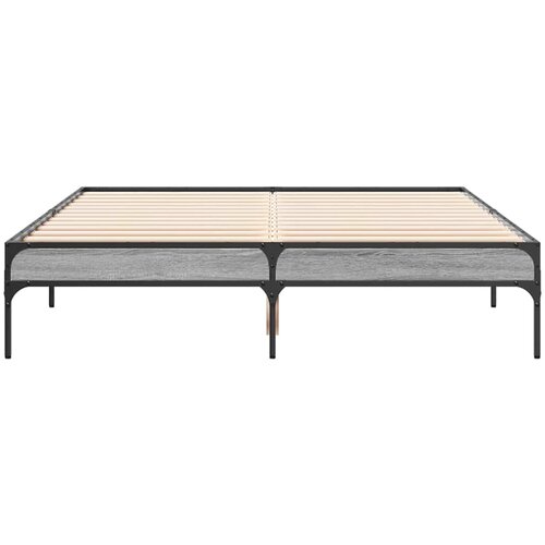  Okvir za krevet boja hrasta 120x190cm konstruirano drvo i metal Siva 120 x 190 cm Slike