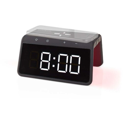 Nedis WCACQ30BK - Budilnik sa LCD ekranom i bežičnim punjačem 15W/5V, crna Slike