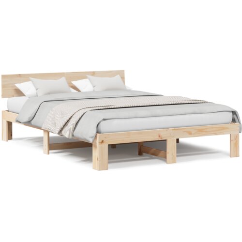 VidaXL Krevetna konstrukcija s uzglavljem 160x200 cm od masivne borovine Slike