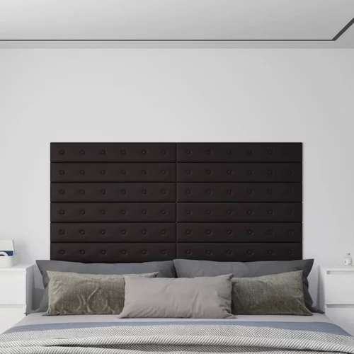  Zidne ploče od umjetne kože 12 kom crne 90 x 15 cm 1,62 m²