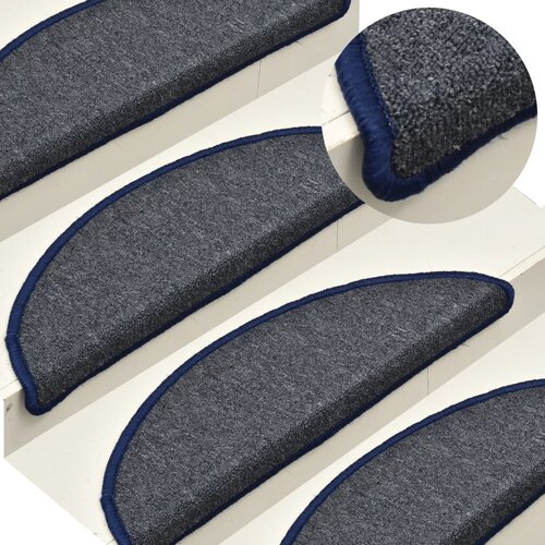  Prostirke za stepenice 15 kom 56x17x3 cm tamno sive i plave poluokrugle Cene