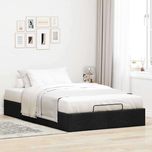 VidaXL otomanski okvir kreveta bez madraca crni 120x190 cm od tkanine Slike