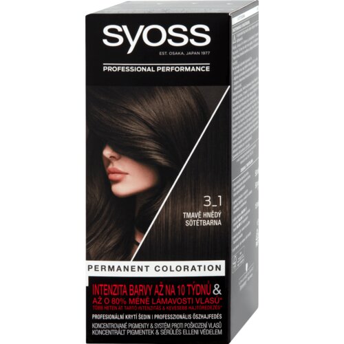 Syoss Permanent Coloration trajna barva za lase 50 ml odtenek 3-1 Dark Brown Cene