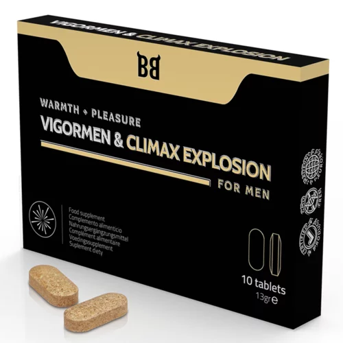 BlackBull By Spartan Tablete za moške - Vigormen & Climax Explosion Warmth + Pleasure, 10 kos