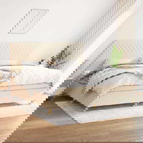  Krevet s oprugama i madracem krem 200 x 200 cm od tkanine Cene