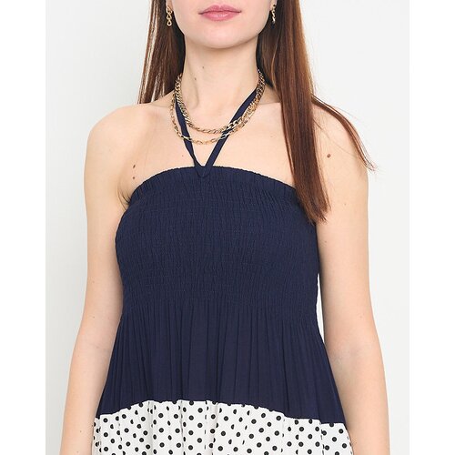 Resti Navy blue maxi skirt with polka dots PLUS SIZE - Clothing Cene