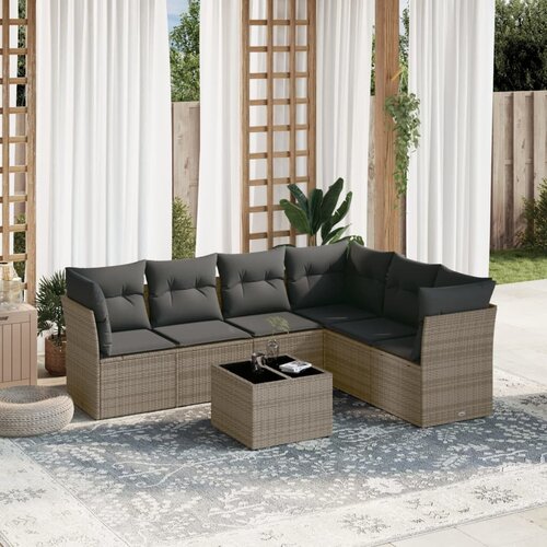 vidaXL 7-dijelni set vrtnih sofa sivi od poliratana Cijene