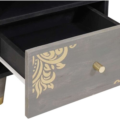 VidaXL Noćni ormar 2 pcs Siva 40 x 33 x 46 cm masivno drvo manga Slike