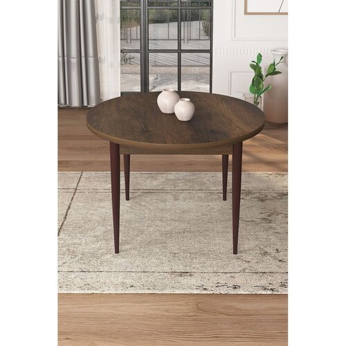 Hanah home trpezarijski sto Kea, 90 &amp;times; 90 cm, ploča u dekoru drveta Baroque, braon noge Slike