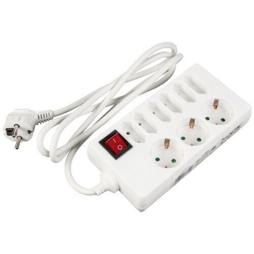 REV Socket line 9-fold 1,4 m w. switch white Slike