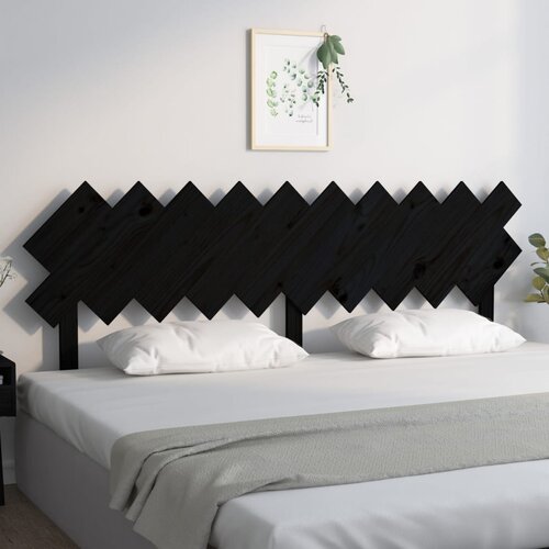  Uzglavlje za krevet Crno 196x3x80,5 cm od masivne borovine Slike