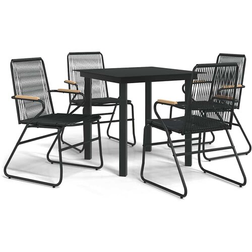  5-dijelni vrtni blagovaonski set od PVC ratana crni Crna Slike