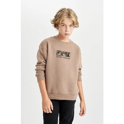 Defacto Boy Oversize Fit Wide Mold Back Printed Crew Neck Sweatshirt