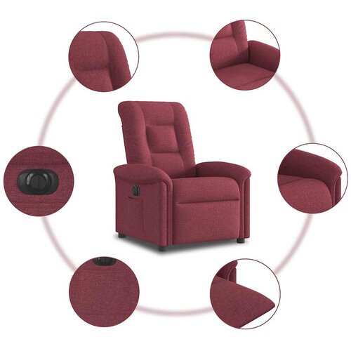  Električni naslonjač od tkanine crvena boja vina Slike