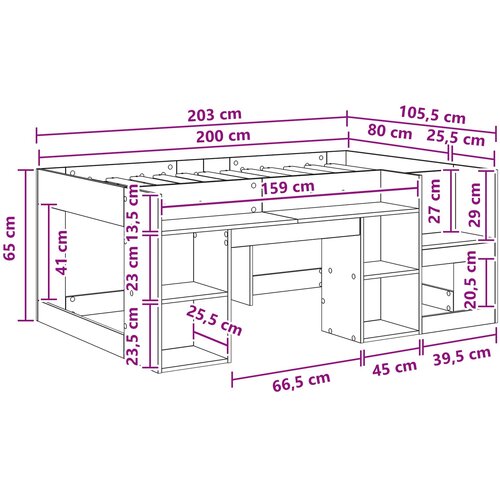 Krevet za djecu s ladicama Staro drvo 80 x 200 cm Slike