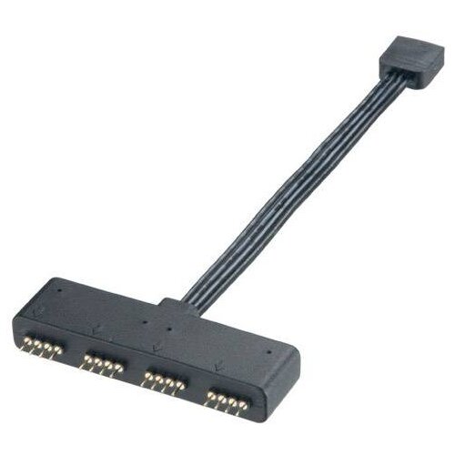 Akasa LED-PC-kabel splitter [1x RGB LED vtič - 4x RGB LED vtičnica] 0.10 m črne barve (20417395) Cene