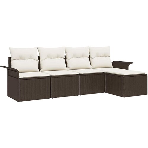  Sjedeća garnitura za vrt 5 kom. Smeđa poliratan 251 x 117 x 69 cm Slike