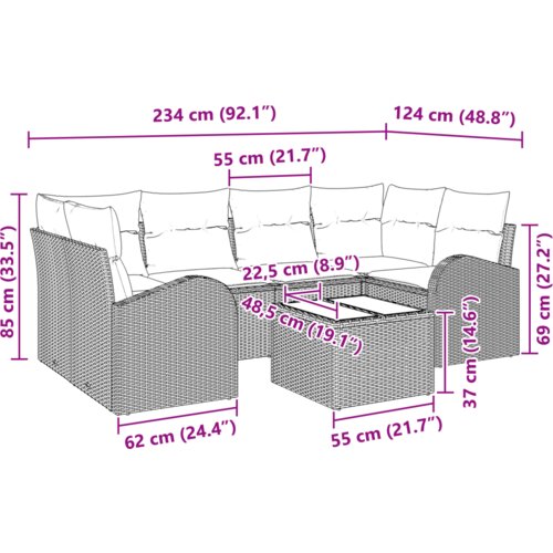 VidaXL set vrtnih sofa s jastučićima bež poli ratan Slike