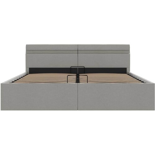  Hidraulični okvir za krevet LED svjetlosivi tkanina 160x200 cm Slike
