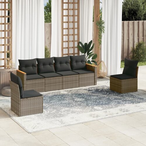 vidaXL 6-dijelni set vrtnih sofa od poliratana s jastucima sivi Cijene