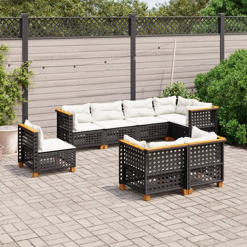  8-dijelni set vrtnih sofa od poliratana s jastucima crni Crna 63.5 x 63.5 x 62 cm Cene