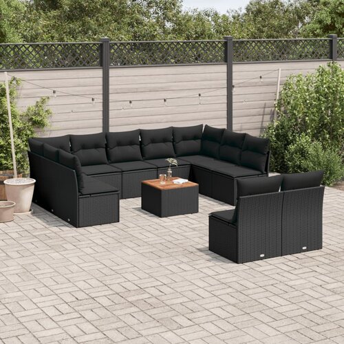 vidaXL 12-dijelni set vrtnih sofa od poliratana s jastucima crni Cijene