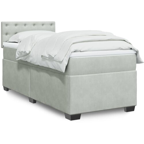 vidaXL Box spring postelja z vzmetnico svetlo siv 90x190 cm žamet Cene