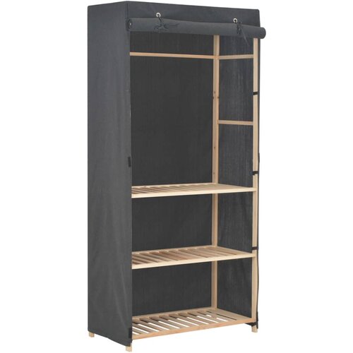  The Living Store Garderobna omara 3-nadstropna 79x40x170 cm sivo blago - Garderobna Omara, (21445087) Cene