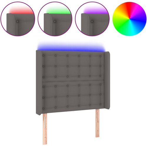 Maison Chic led posteljno vzglavje - vzglavna omarica - nočna omarica sivo 103x16x118/128 cm umetno usnje, (21710307) Slike