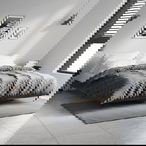 The Living Store Posteljni okvir dimljeni hrast 140x190 cm inženirski les - Posteljni Okvir, (21531722) Cene