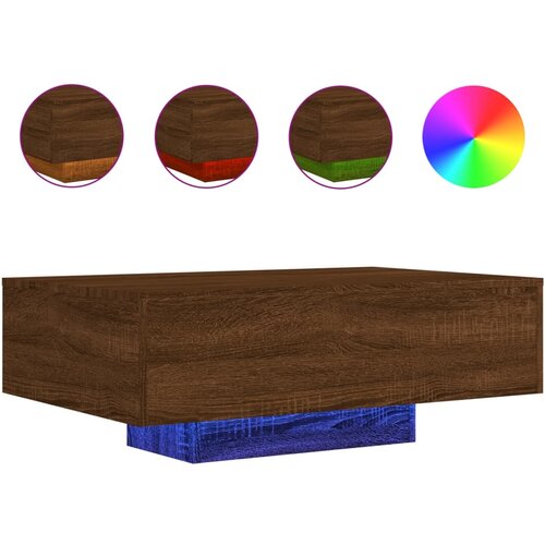 Maison Chic Klubska mizica - kavna mizica - Nizka mizica z LED lučmi rjavi hrast 85x55x31 cm, (21752492) Slike