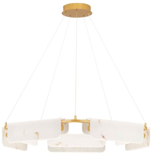 Nova Luce Kremno bela/medeninasta LED zatemnitvena viseča svetilka v marmornem dekorju &amp;oslash; 93 cm Aider &amp;ndash; Slike