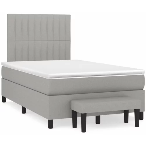  Krevet s oprugama i madracem svjetlosivi 120x190 cm od tkanine