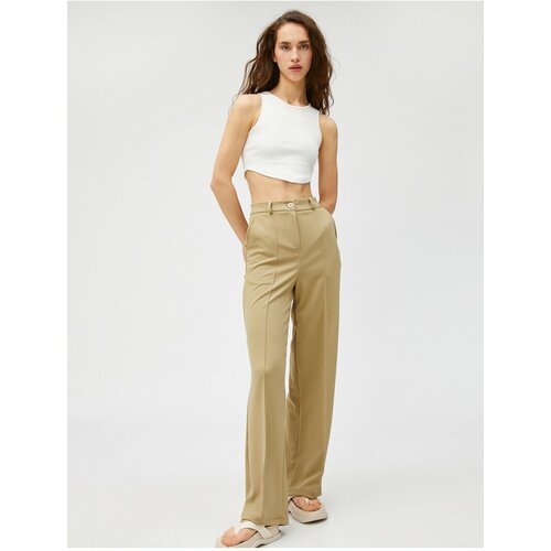 Koton Fabric Trousers Straight Leg Ribbed Pocket Detailed Buttoned Cene