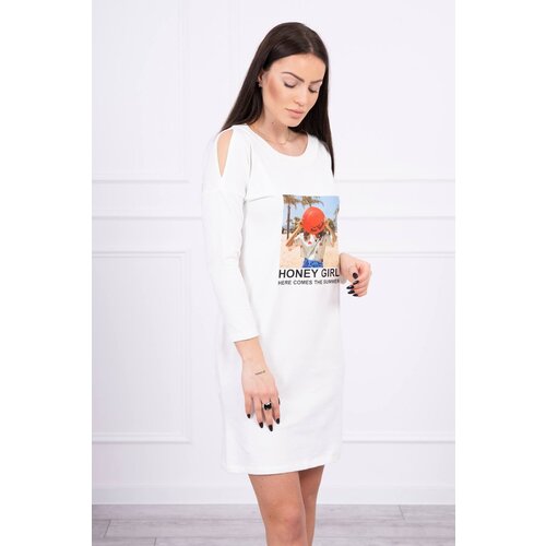 Kesi Honey girl ecru print dress Slike