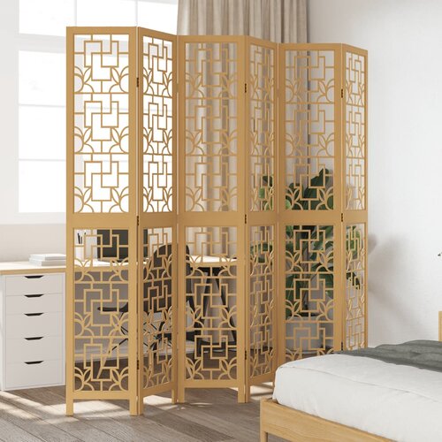  The Living Store Paravan 6-delni rjav trden les pavlovnije - Pregrada Za Prostor, (21494109) Slike