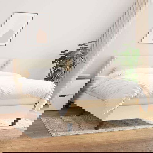  Box spring postelja z vzmetnico krem 80x200 cm blago Slike