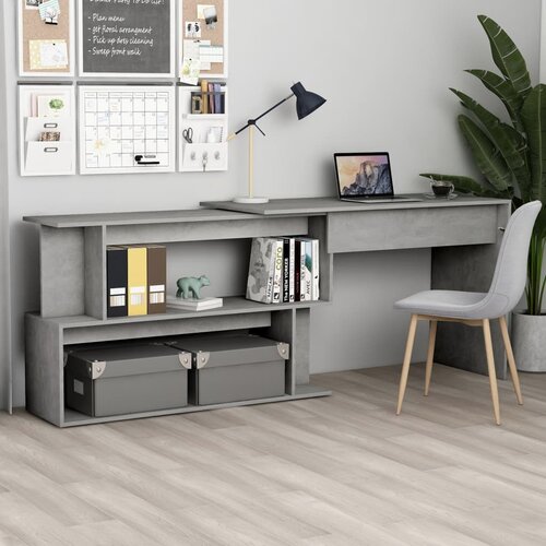 vidaXL kutni radni stol siva boja betona 200 x 50 x 76 cm od iverice Cijene