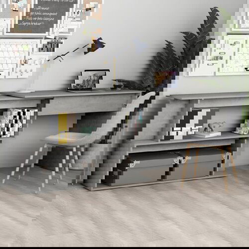 VidaXL kutni radni stol siva boja betona 200 x 50 x 76 cm od iverice Slike