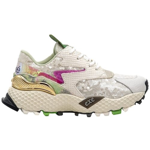 Exé Shoes Nizke superge EX&Eacute; Sneakers 3020-8A - Green Fuxia Lea Bela Cene