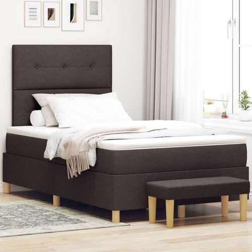  Postelja z vzmetnico z vzmetnico Temno rjava 120 x 190 cm blago, (5000069805) Cene