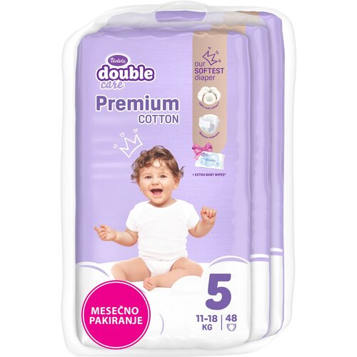 Violeta plenice Double Care Premium Cotton 5 Junior (11-25 kg), mesečno pakiranje, 144 kos 48 kos 100514 Slike