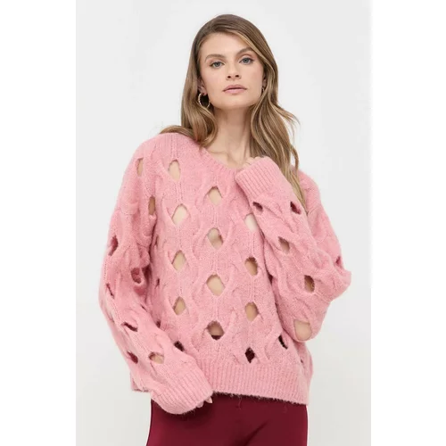 Pinko Volnen pulover ženski, roza barva