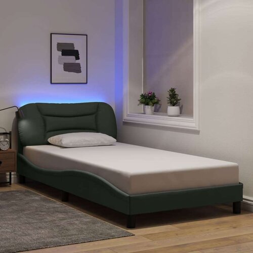  Posteljni okvir z LED lučkami temno siv 100x203 cm tkanina, (21094996) Cene